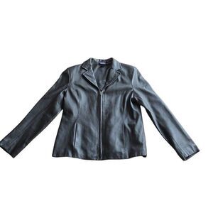 Hillard & Hanson vintage y2k womens Sz M black lambskin jacket